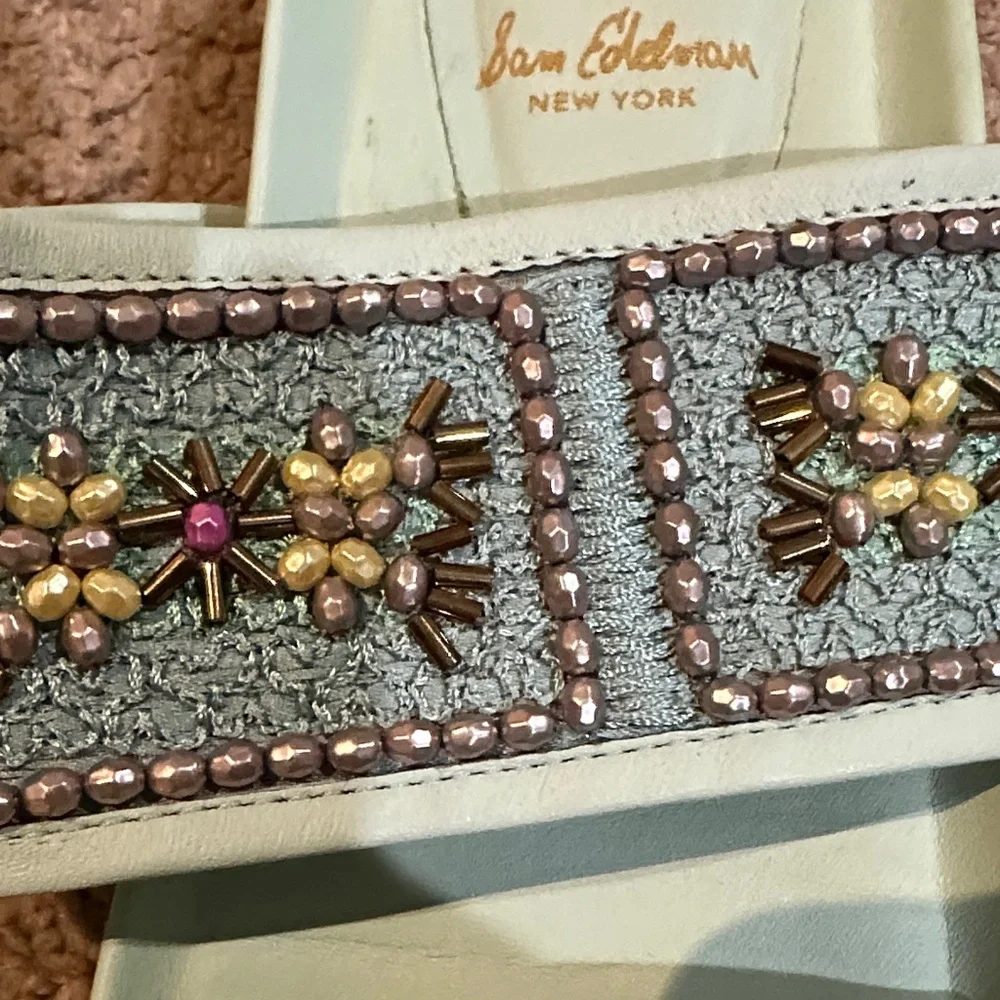 Sam Edelman Turquoise Beaded Slide Sandals - Picture 3 of 5
